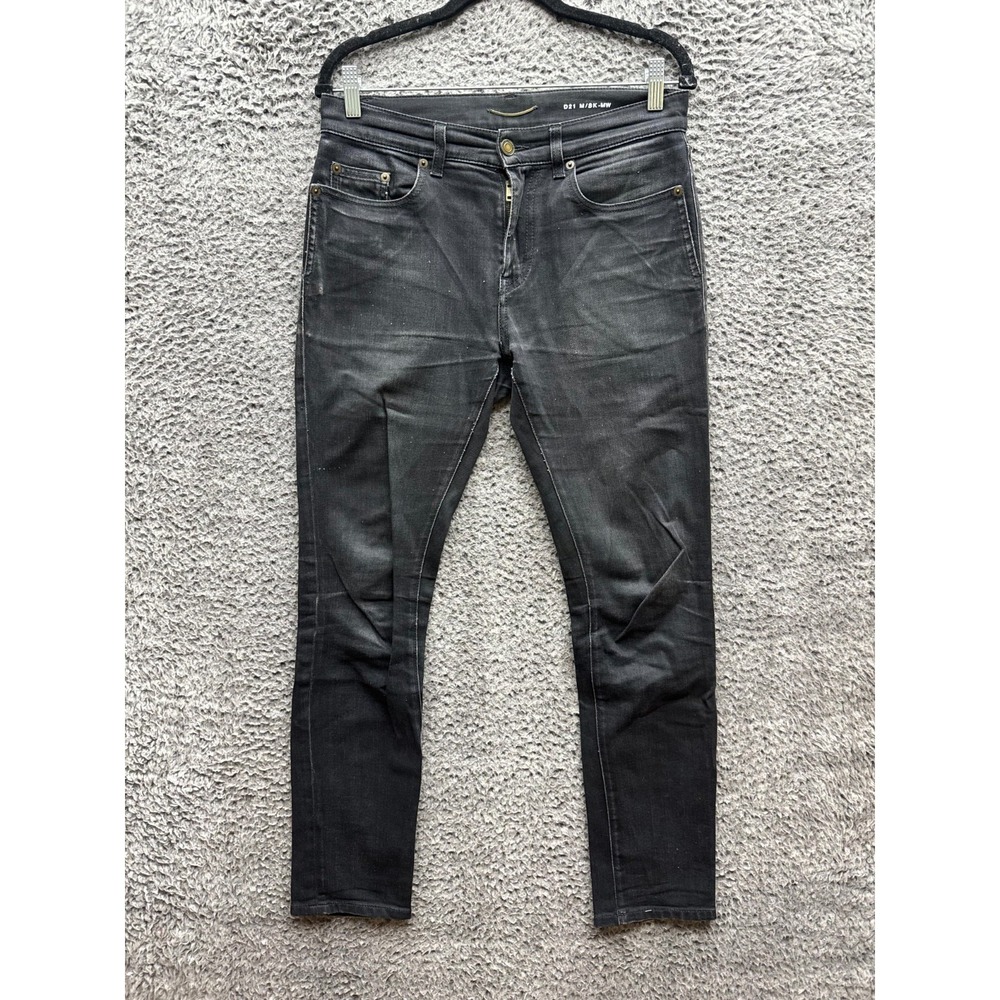 Saint Laurent Paris D21 M/SK-MW Mid Waist Skinny Denim Jeans Black Mens Size 29
